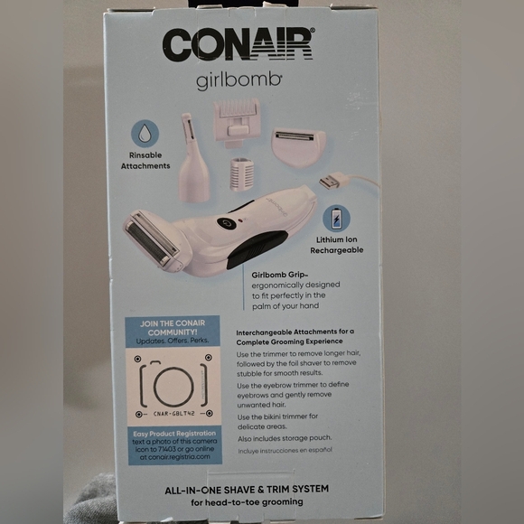 Conair Girlbomb All-In-One Head to Toe Shave & Trim Grooming System NIB - Picture 3 of 6
